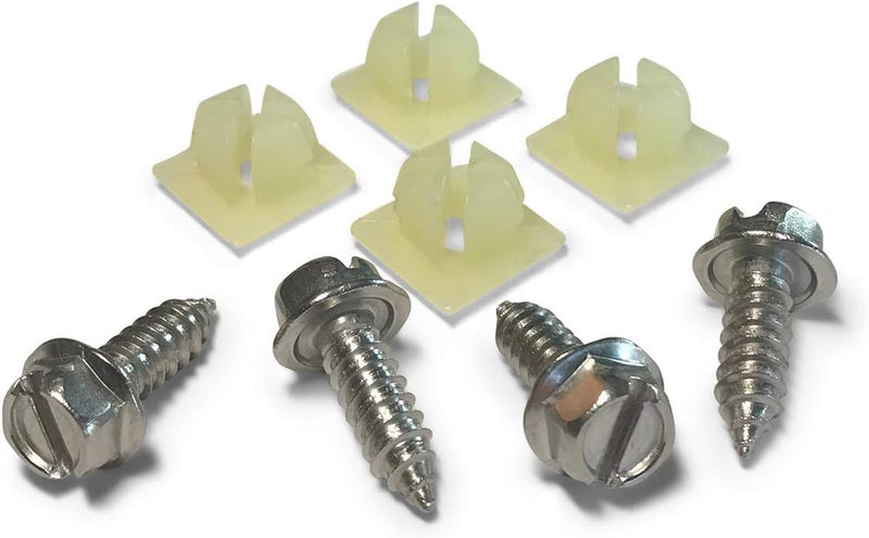 OttoSpeed License Plate Screw Kit - Stainless, OEM Style Fasteners with Nylon Screw Retainers for Mounting Front and Back License Plates on Cars, SUVs, Trucks - Rustproof, Self Tapping Bolts (Stainless Steel) - Image 1